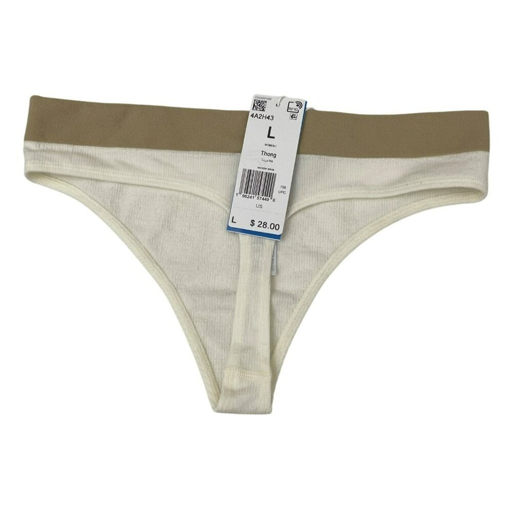 Adidas Womens Logo Rib Thong Underwear Large Stretch Band - Picture 3 of 4
